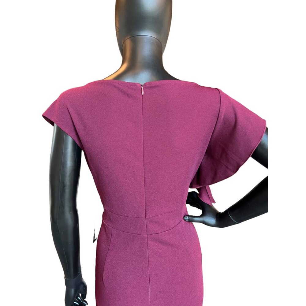 Maroon Cap Sleeve Side Ruched Formal Gown - Picture 5 of 5
